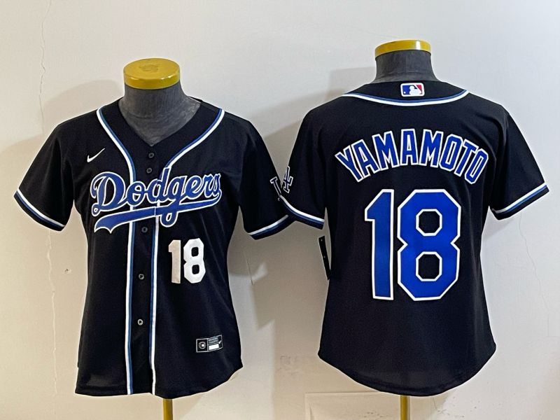 Youth 2026 Los Angeles Dodgers #18 Yamamoto Black Game Nike MLB Jersey style 004